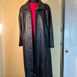 David Benjamin black leather coat